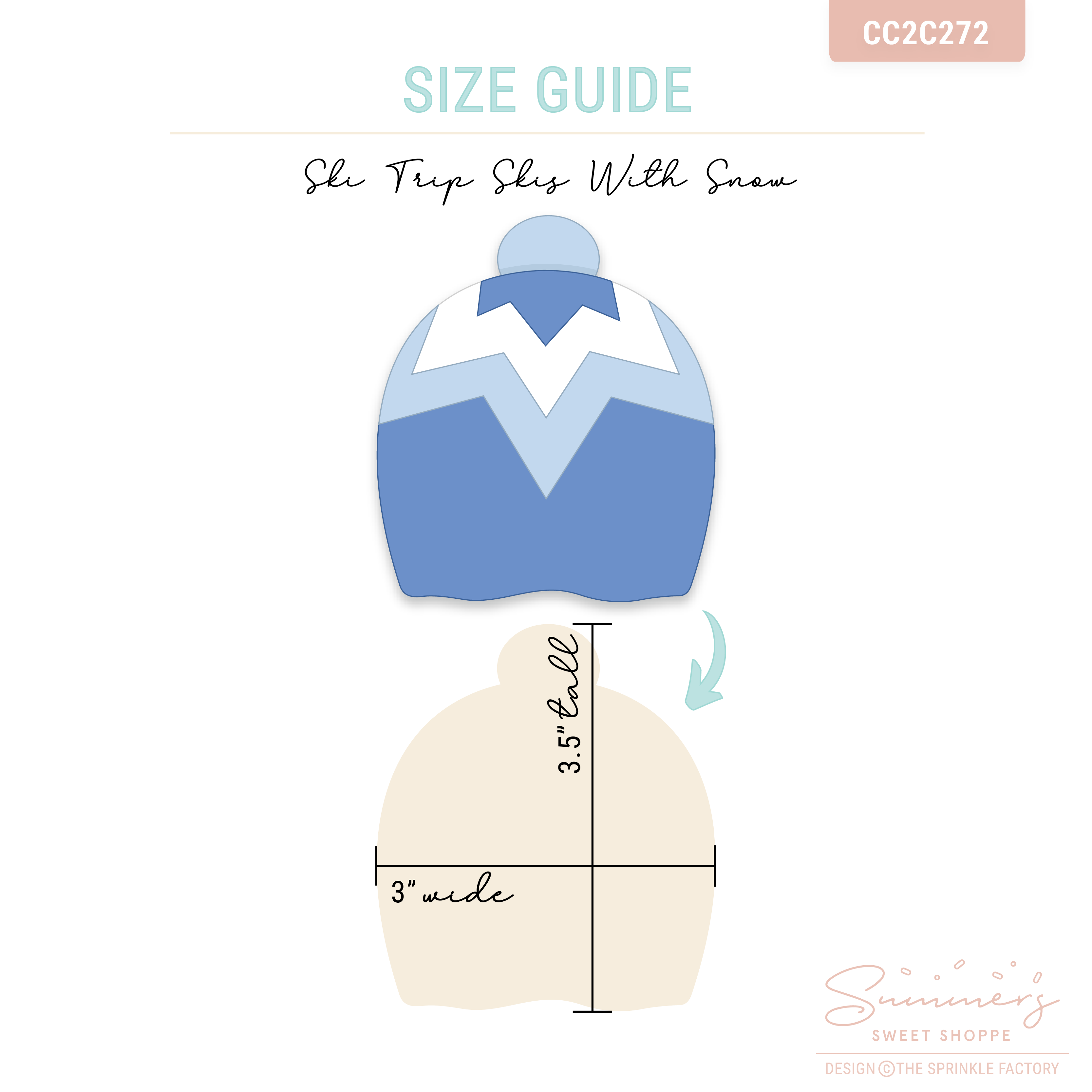 CC2C Ski Trip Ski Hat Cookie Cutter (CC2C272)-Coordinates with Cookie Classes to Cash Membership - Image 3