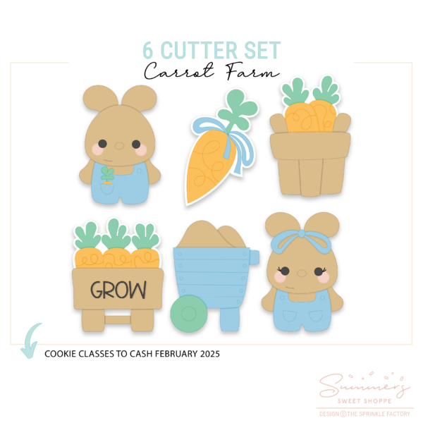 CC2C Carrot Farm Class- Set of 6 Cutters (Coordinates with Cookie Classes to Cash Membership)