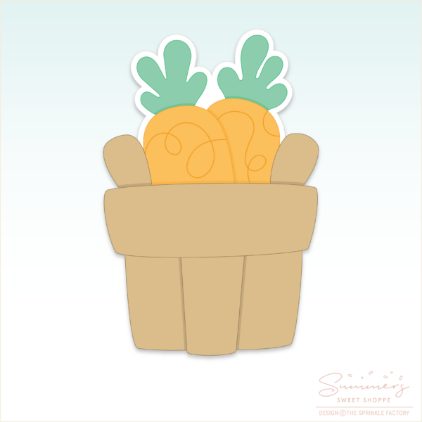 CC2C Carrot Farm- Basket of Carrots Cookie Cutter (CC2C345)-Coordinates with Cookie Classes to Cash Membership