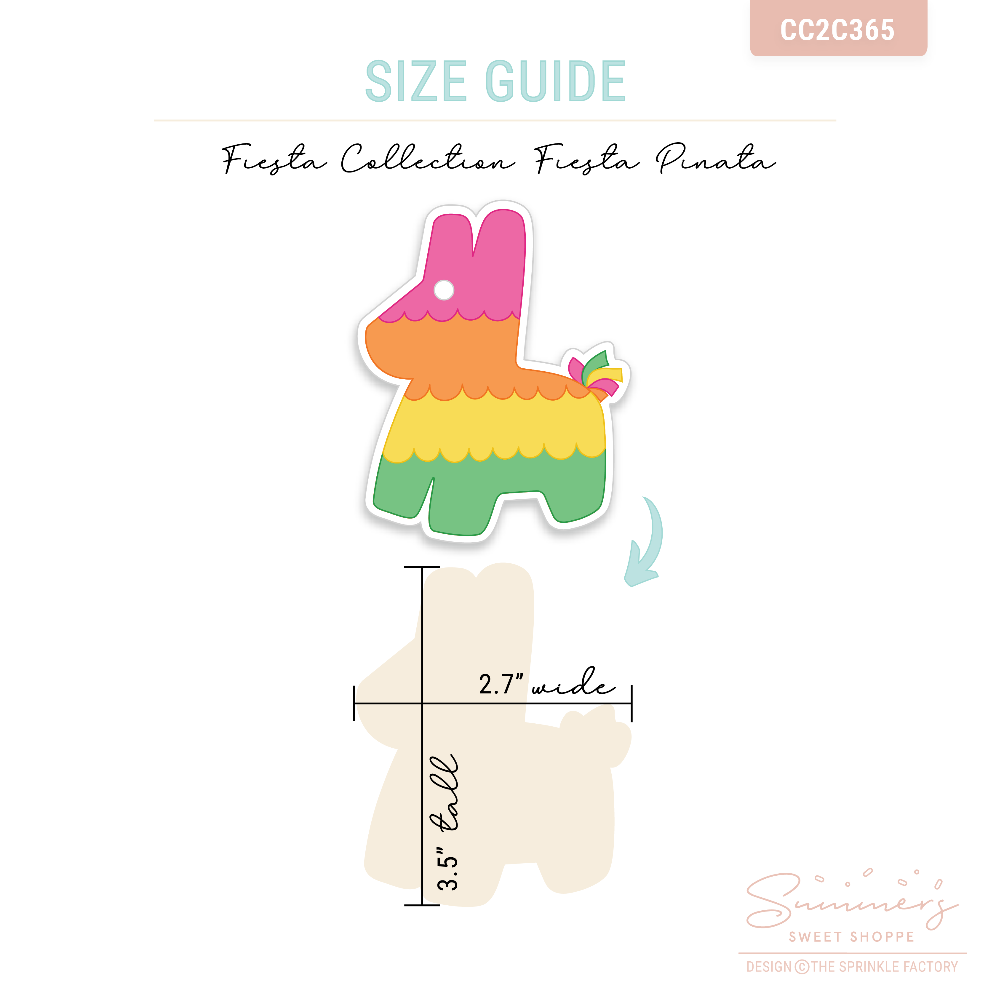 CC2C Fiesta- Piñata Cookie Cutter (CC2C365)-Coordinates with Cookie Classes to Cash Membership - Image 3
