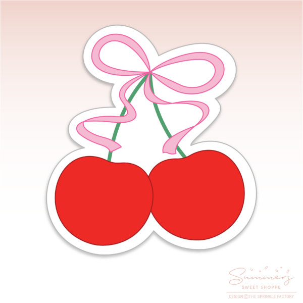 CC2C Cherry Chic - Cherry with Bow Cookie Cutter (CC2C395)-Coordinates with Cookie Classes to Cash Membership
