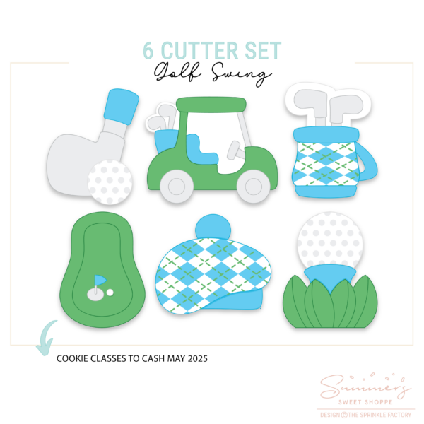 CC2C Golf Swing Class- Set of 6 Cutters (Coordinates with Cookie Classes to Cash Membership)