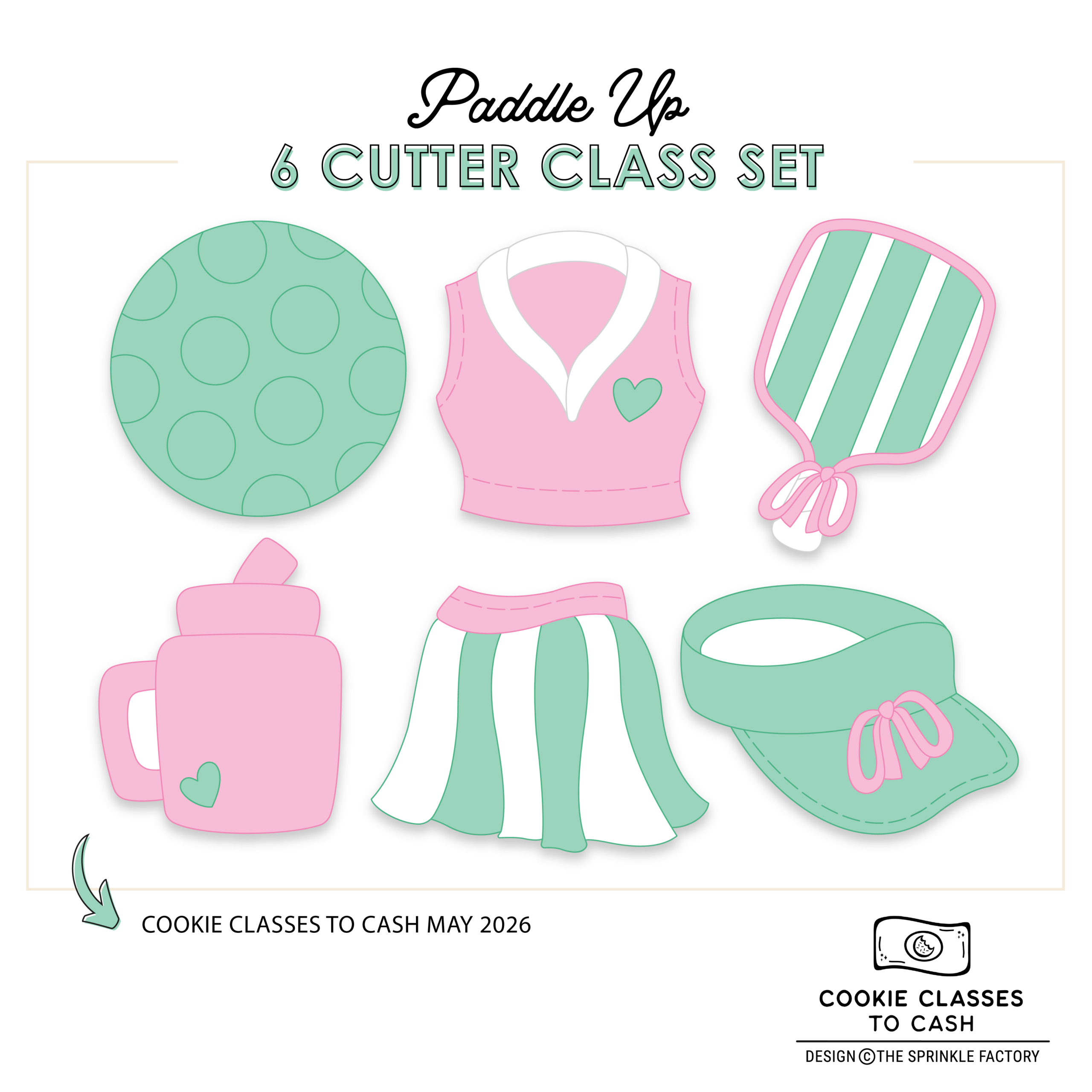 CC2C Paddle Up Class- Set of 6 Cutters (Coordinates with Cookie Classes to Cash Membership)